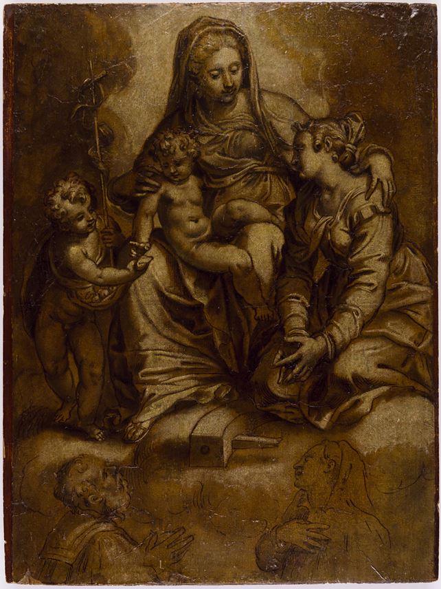 Paolo FARINATI - The Virgin and Child with Saints Catherine of Alexandria and John the Baptist, with Two Donors Below  | MasterArt